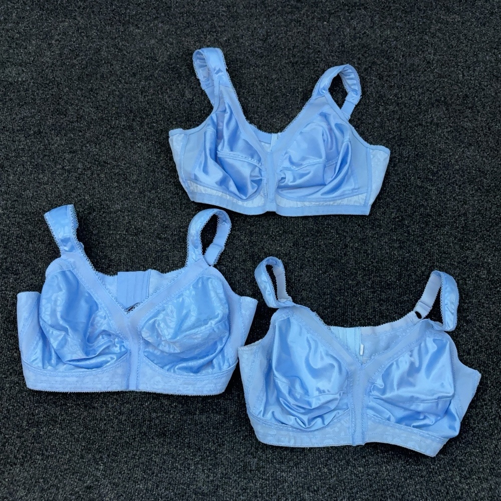 Playtex Bralette Womens 44D Blue 18 Hour Wireless Full Coverage Lot Of 3